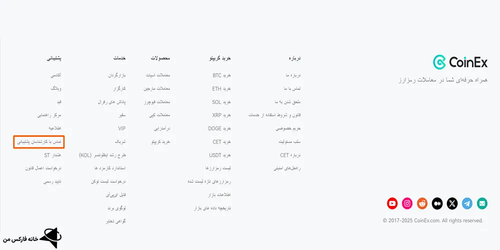 نحوه ارتباط با پشتیبانی صرافی کوینکس، پشتیبانی صرافی کوینکس، پشتیبانی کوینکس