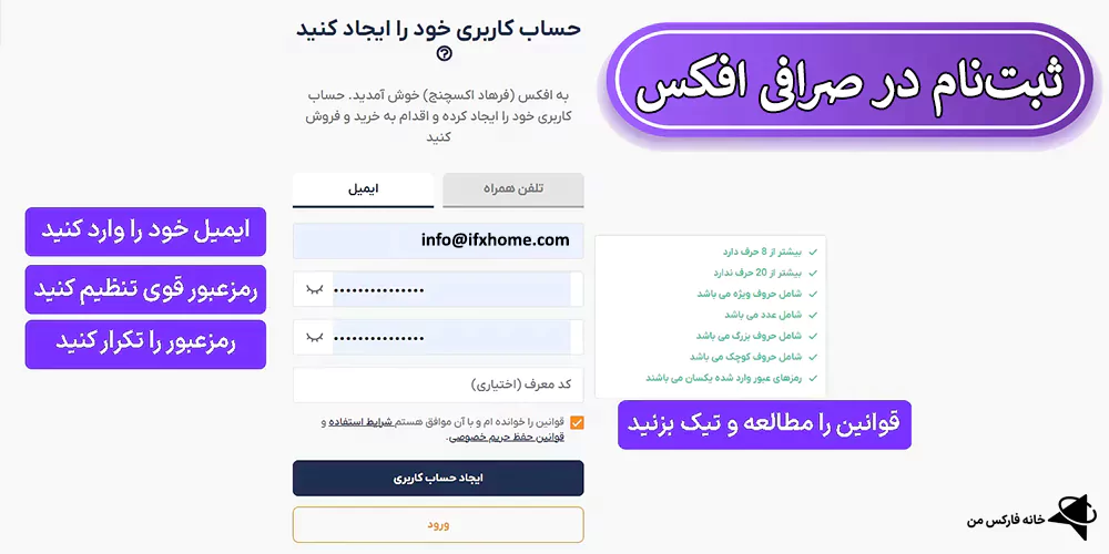 خرید و فروش ارز دیجیتال، ثبت نام در صرافی افکس، صرافی افکس (فرهاد اکسچنج)